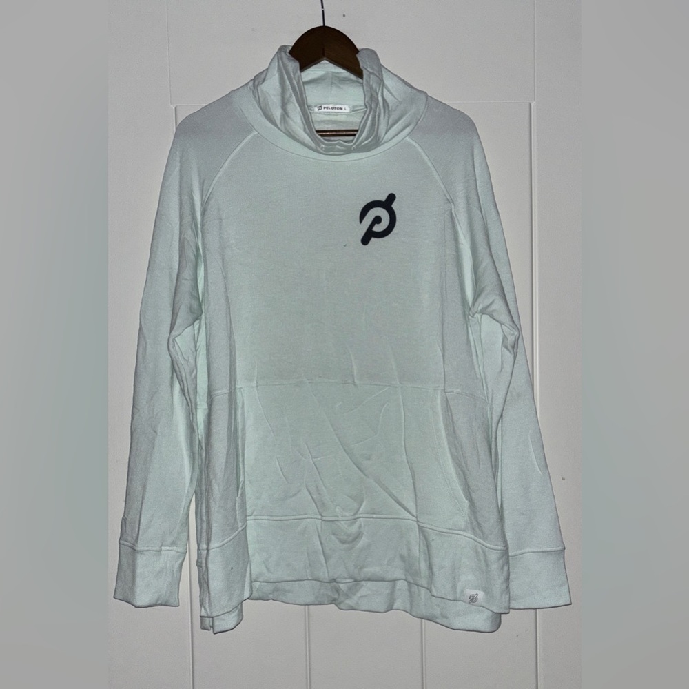 Peloton Legacy Cowl Neck Sweatshirt Seafoam Green Long Sleeve Pullover Size L
